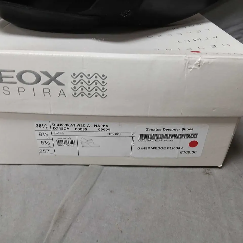 GEOX D INSP WEDGE BLACK LEATHER ANKLE BOOTS – UK 5.5 (EU 38.5) – WOMEN'S DESIGNER SHOES