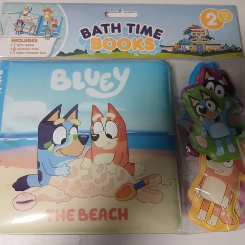 APPROXIMATELY 20 BRAND NEW BLUEY BATH TIME BOOKS BATH TOY SET WITH SUCTION CUPS AND MESH BAG (2+ YEARS)