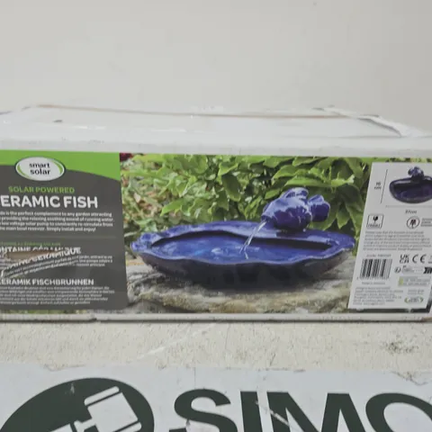 SMART SOLAR CERAMIC FISH SOLAR-POWERED GARDEN FOUNTAIN – BOXED
