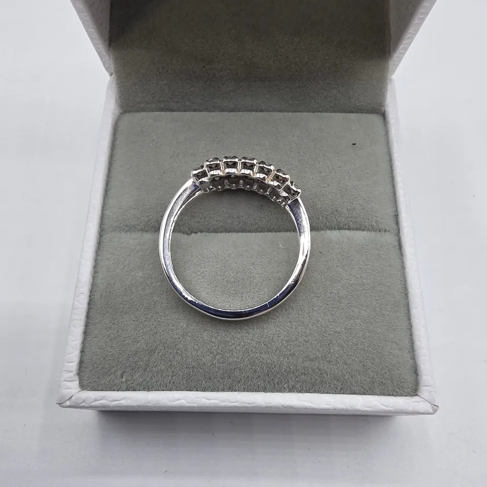 18CT WHITE GOLD THREE ROW RING SET WITH NATURAL DIAMONDS