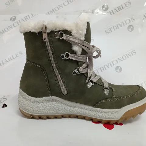 BOXED PAIR OF RIEKER ANTISTRESS HIKING BOOTS, KHAKI - SIZE 6