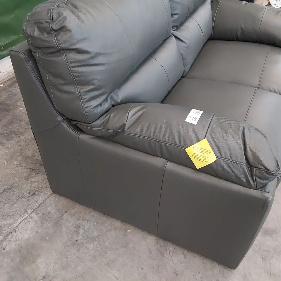 DESIGNER TWO SEATER SOFA GREY LEATHER 