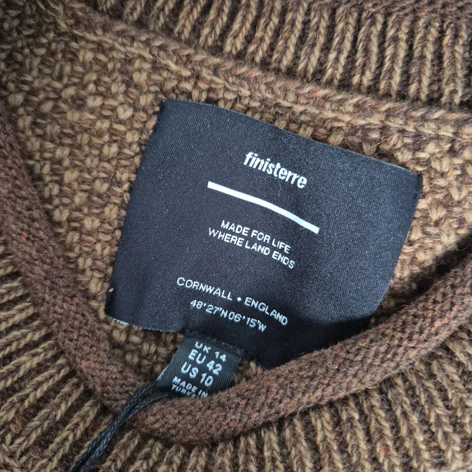FINISTERRE WOMEN'S BARENTS JUMPER – BROWN, UK 14 (EU 42) – BRAND LABELLED