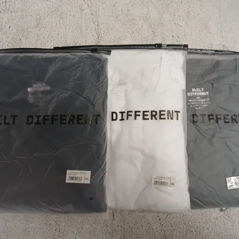 SET OF APPROXIMATELY 10 ASSORTED BUILT DIFFERENT T-SHIRTS/SHIRTS IN VARIOUS COLOURS AND SIZES