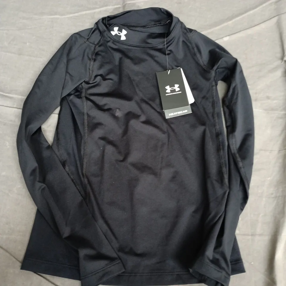 UNDER ARMOUR HEATGEAR MOCK LONG-SLEEVE TOP – BLACK, BOYS' (KIDS)