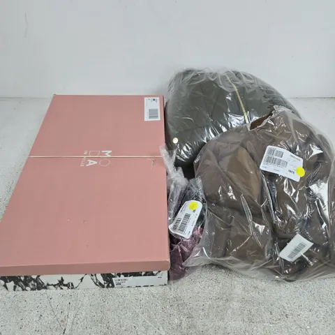 APPROXIMATELY 10 ASSORTED CLOTHING ITEMS IN VARIOUS SIZES, COLOURS & STYLES TO INCLUDE BRANDS SUCH AS CENTIGRADE, RUTH LANGSFORD, MODA IN PELLE, ETC - COLLECTION ONLY