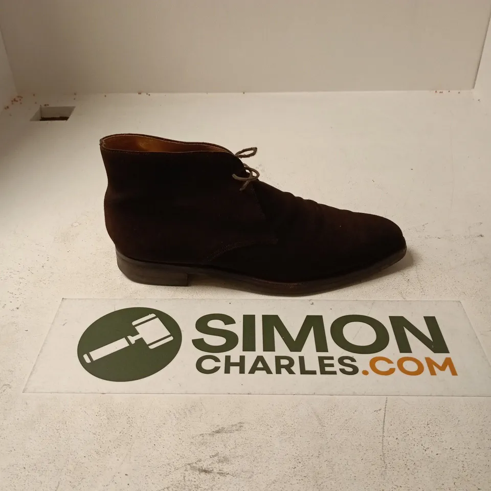 UNBOXED PAIR OF CROCKET & JONES POINTED TOE SHOES IN DARK BROWN - SIZE 8.5