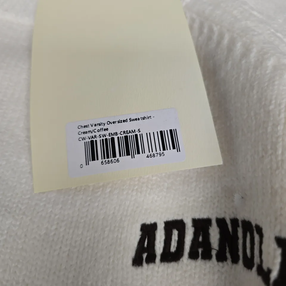 ADANOLA CREAM OVERSIZED VARSITY SWEATSHIRT