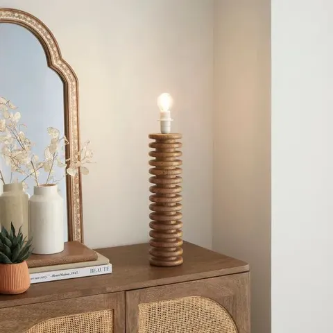 BOXED MAPLE RIBBED WOODEN TABLE LAMP BASE