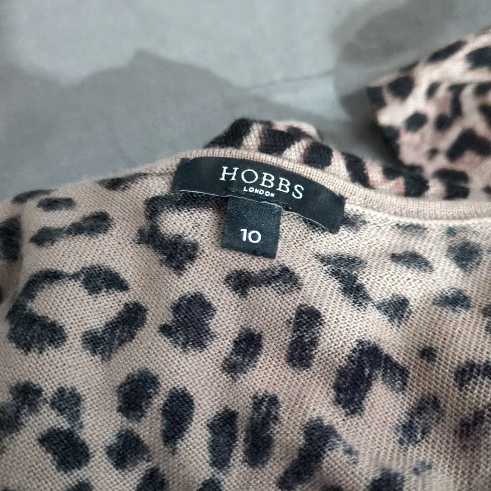 HOBBS LONDON LEOPARD PRINT DRESS, LONG-SLEEVE, UK SIZE 10
