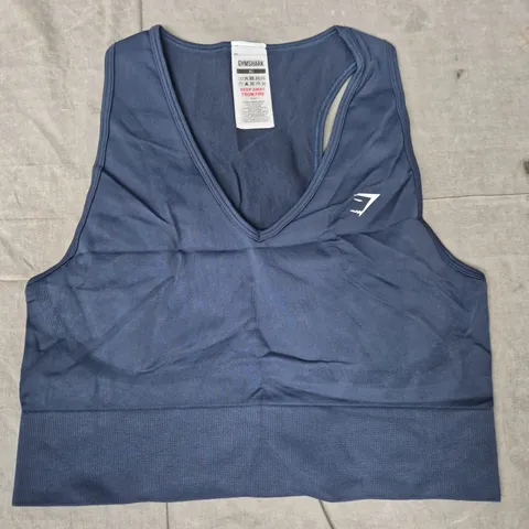 GYM SHARK EVERYDAY SEAMLESS CROP TANK IN NAVY SIZE XL