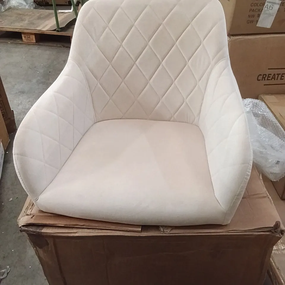 BOXED SET OF 2 CREAM VELVET CHAIRS