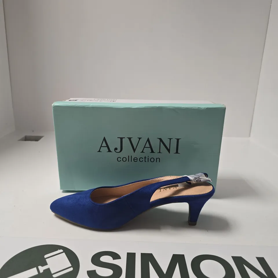 AJVANI COLLECTION BLUE SUEDE SLINGBACK HEEL – BOXED SIZE 6