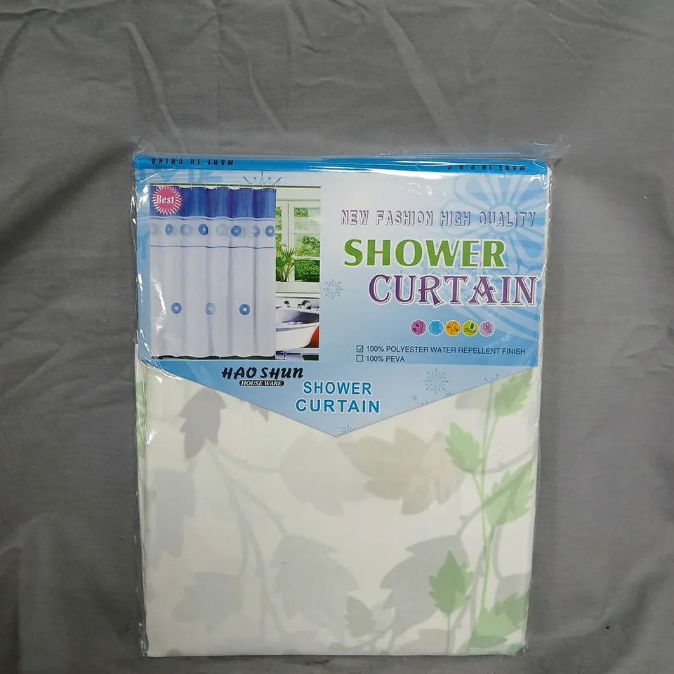 large quantity of bagged shower curtains
