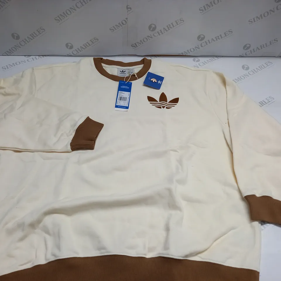 ADIDAS CONTRAST TRIM JUMPER IN BROWN - UK 12