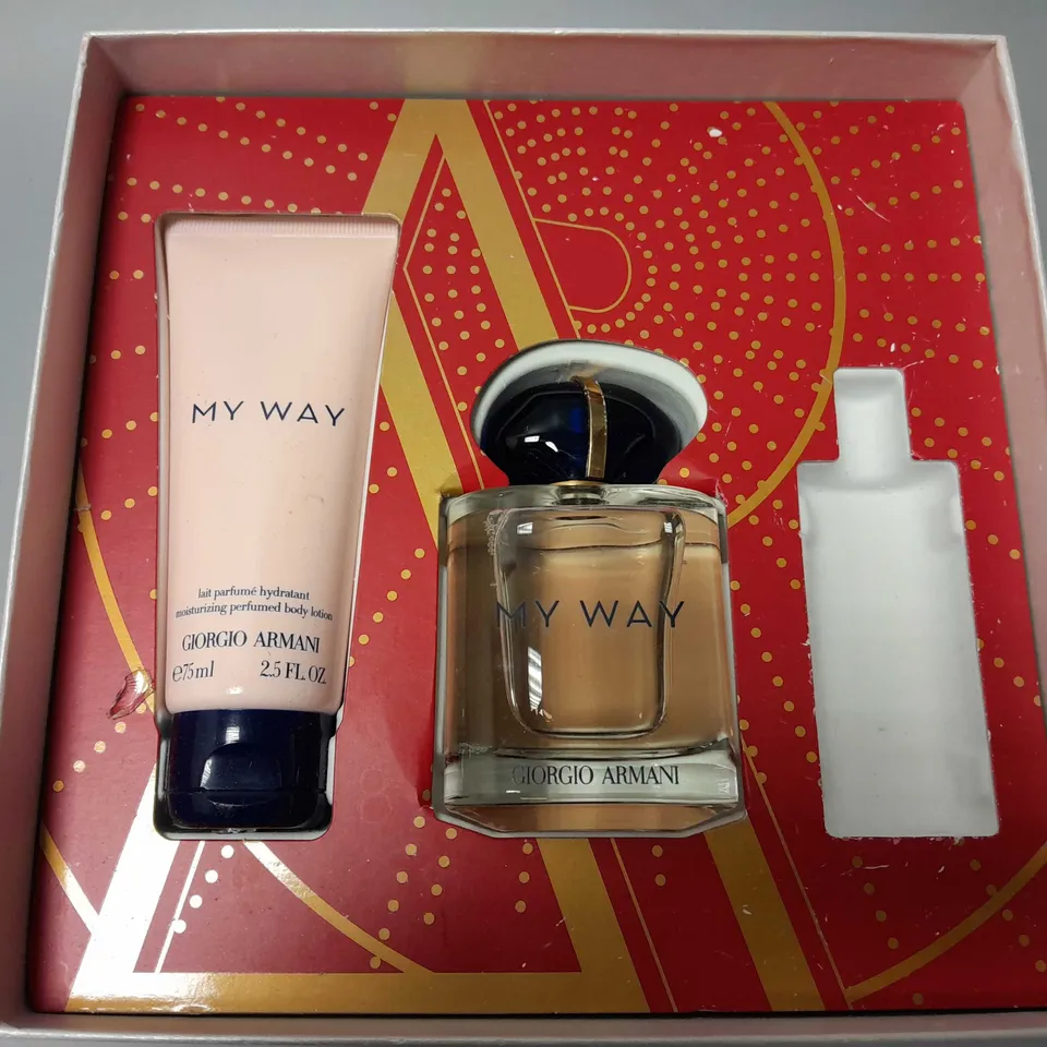 BOXED GIORGIO ARMANI MY WAY SET (MISSING BOTTLE)