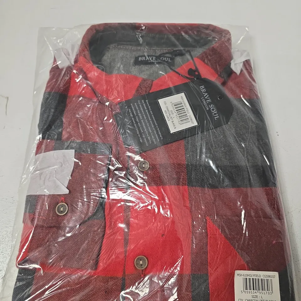 BRAVE SOUL LONDON SHIRT – RED & BLACK CHECK, SIZE L