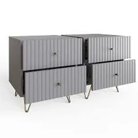 BOXED THALIA 2 DRAWER BEDSIDE TABLE PAIR GREY (1 BOX)