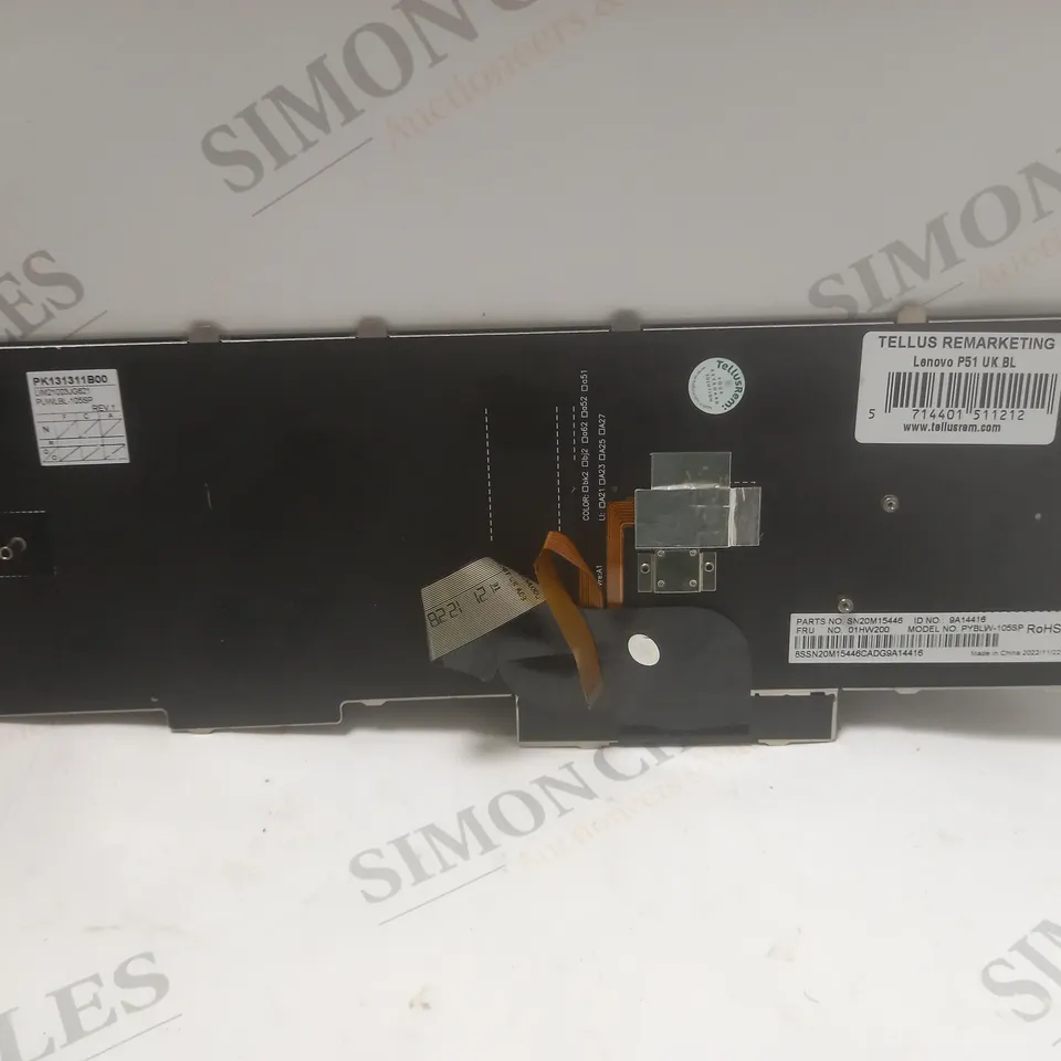 TELLUS REMARKETING LENOVO P51 UK LAPTOP KEYBOARD 