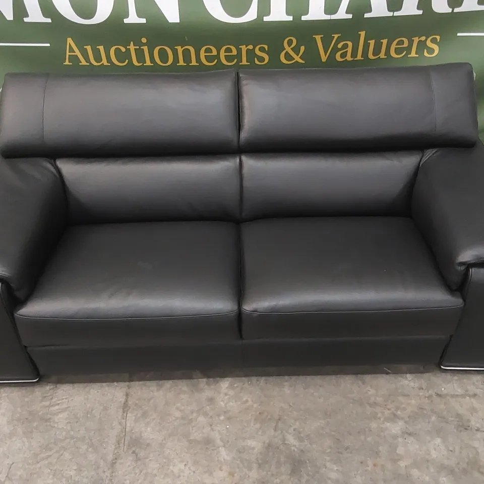 QUALITY DESIGNER ITALIAN MADE LEATHER MELO 4 SEATER SOFA - BLACK