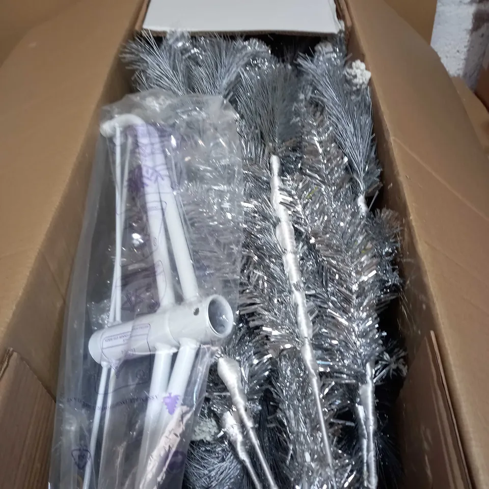 7FT SILVER GREY SPARKLE CHRISTMAS TREE WITH FROSTED TIPS - COLLECTION ONLY RRP £149.99