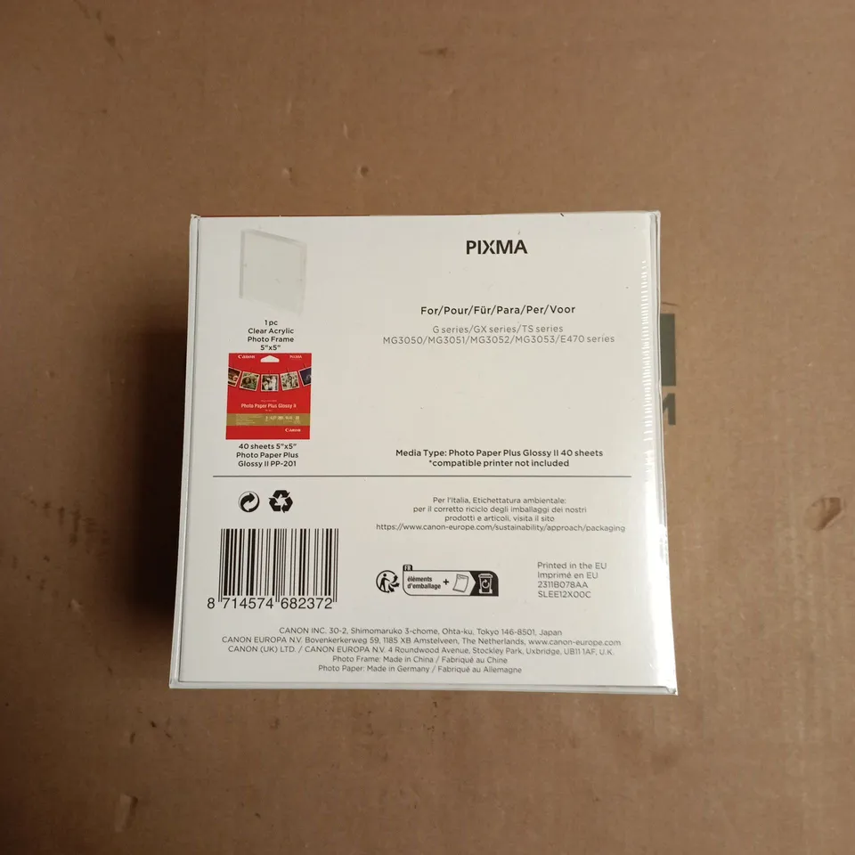CANON PHOTO CUBE CREATIVE PACK FOR PIXMA & E470 SERIES – 40 SHEETS PHOTO PAPER PLUS GLOSSY II + CLEAR PHOTO FRAME 5X5