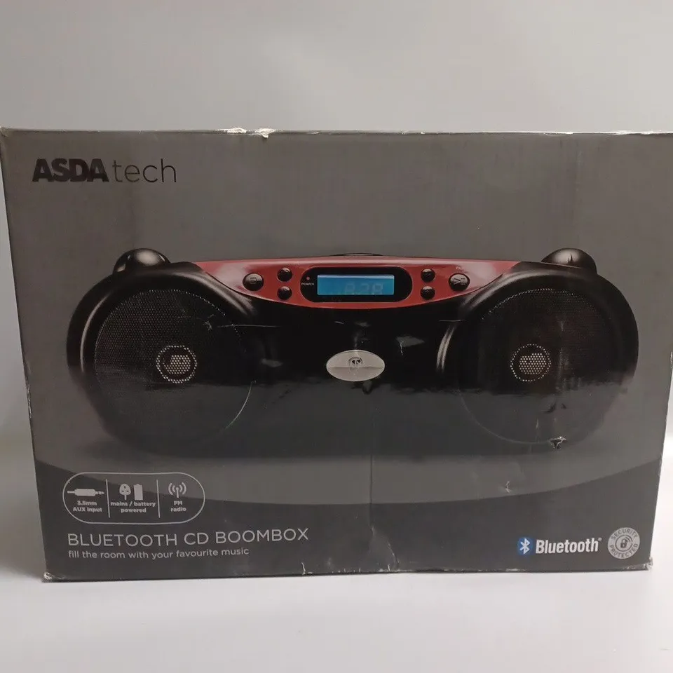 BOXED ASDA TECH BLUETOOTH CD BOOMBOX 