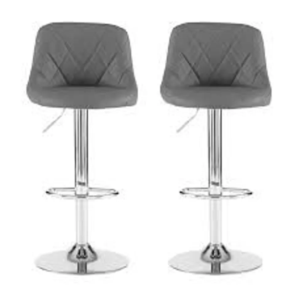 BOXED SET OF 2 NEO MADRID FAUX LEATHER SWIVEL BAR STOOLS - DARK GREY (1 BOX)