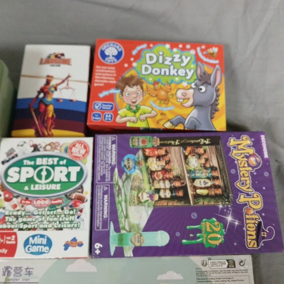 ASSORTED CHILDREN'S BOXED GAMES AND CRAFT KITS: DIZZY DONKEY, SCULPT EARTH TONES, IQ PUZZLE TIN, SPORT & LEISURE, DIY ASSEMBLY TUB
