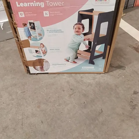 BOXED KEPLIN LEARNING TOWER FOR KIDS TRANSFORMING TO A MINI DESK BLACK AND NATURAL COLOUR 