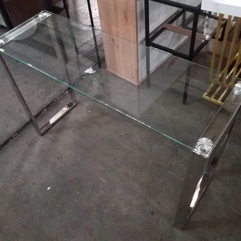 ADITYA CHROME AND TEMPERED GLASS CONSOLE HALLWAY TABLE - MODERN DESIGN LIVING ROOM TABLE