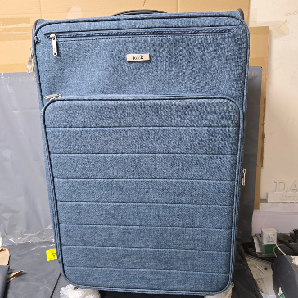 ROCK LUGGAGE ROCKLITE DLX 8 WHEEL SOFT UNIQUE LIGHTWEIGHT SUITCASE - BLUE