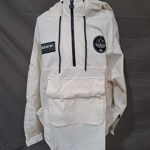 ADIDAS TODMORDEN SMOCK JACKET IN CREAM SIZE M