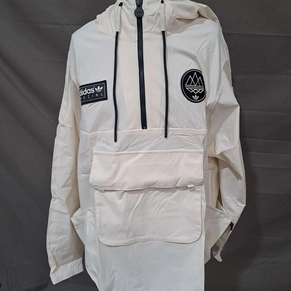ADIDAS TODMORDEN SMOCK JACKET IN CREAM SIZE M
