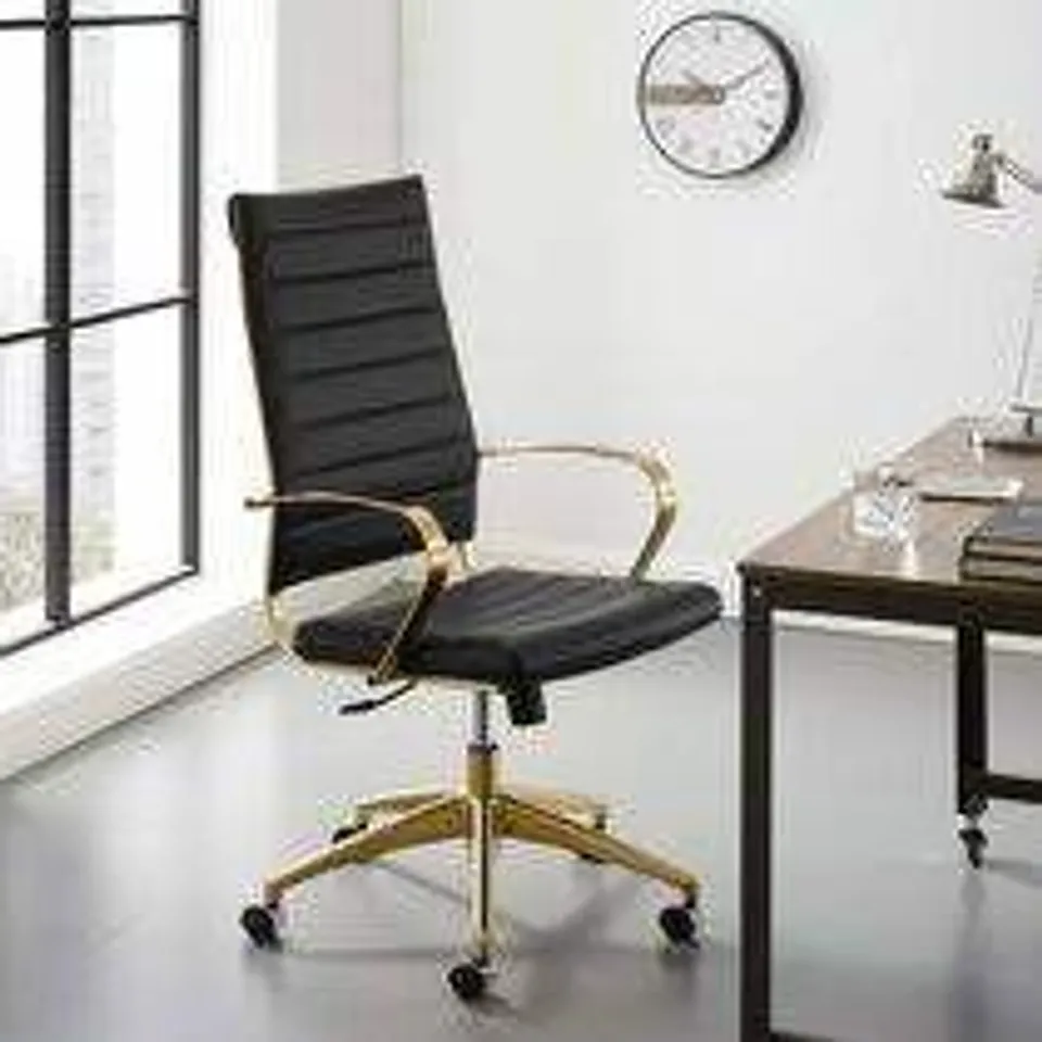 BOXED ERGONOMIC CONFERENCE CHAIR IN BLACK/ GOLD