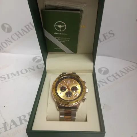 BOXED MANN EGERTON COUNTERSPY TWO TONE STEEL STRAP WATCH