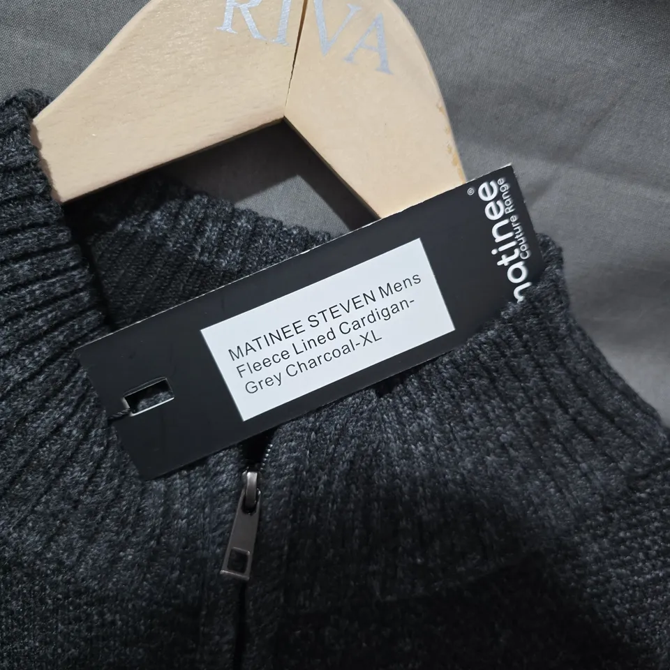 MATINEE STEVEN MEN'S FLEECE-LINED CARDIGAN – CHARCOAL GREY, XL