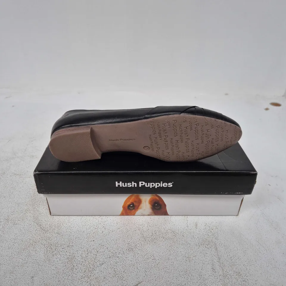 BOXED PAIR OF HUSH PUPPIES MARLEY BALLERINA SHOES IN BLACK - UK 5