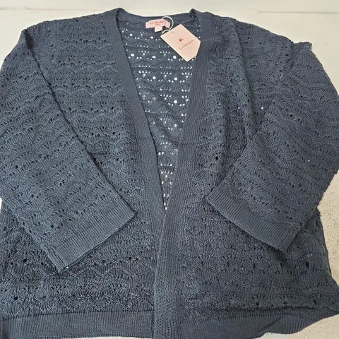 LA MAREY LONDON KNITTED LONG SLEEVE CARDIGAN, NAVY - SIZE M