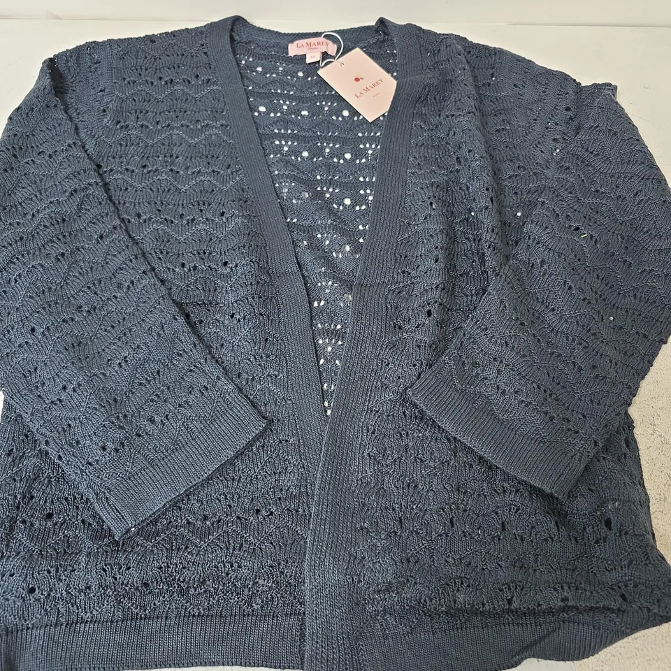 LA MAREY LONDON KNITTED LONG SLEEVE CARDIGAN, NAVY - SIZE M
