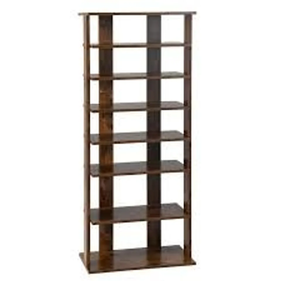 BOXED COSTWAY 7 SHELF BROWN WOODEN VERTICAL SHOE RACK