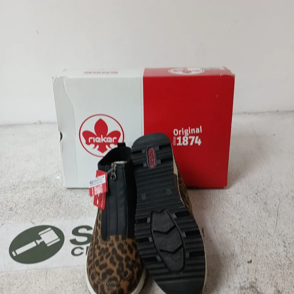 BOXED RIEKER LEOPARD PRINT SLIP-ON SHOES – WOMEN’S - EUR 39