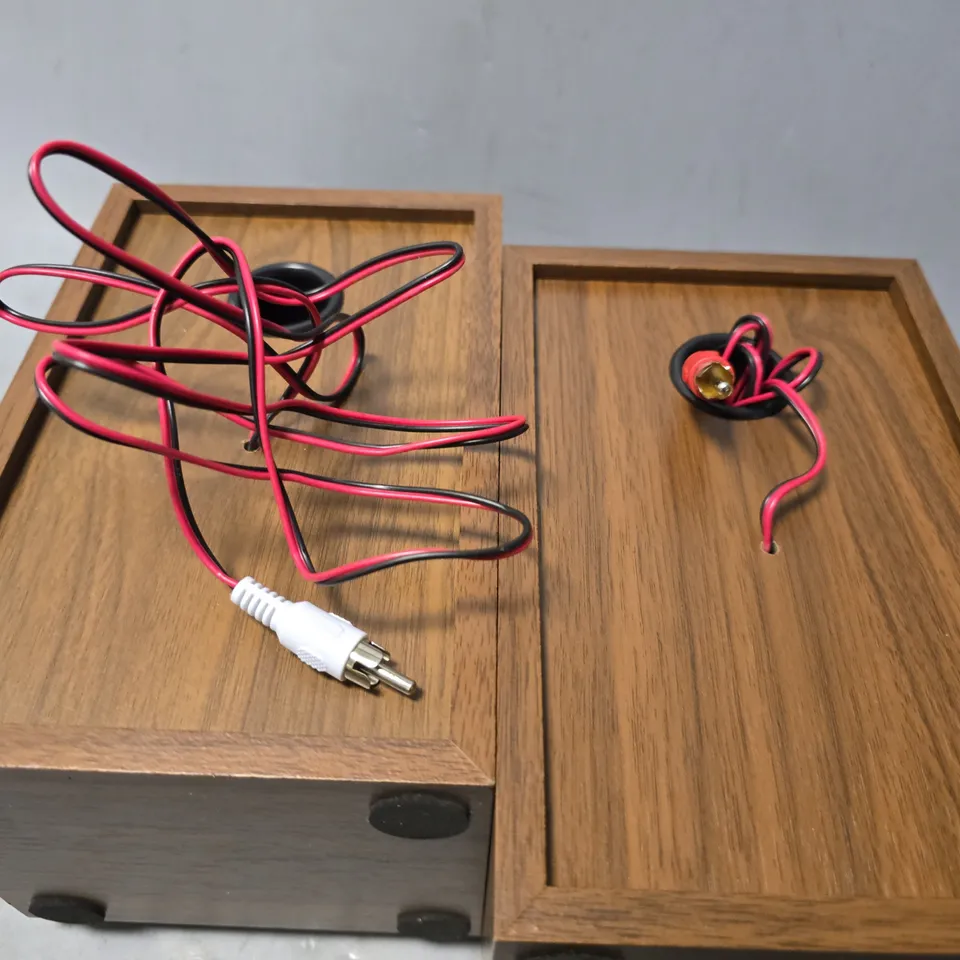 PAIR OF LENCO WOODEN SPEAKERS IN BROWN 