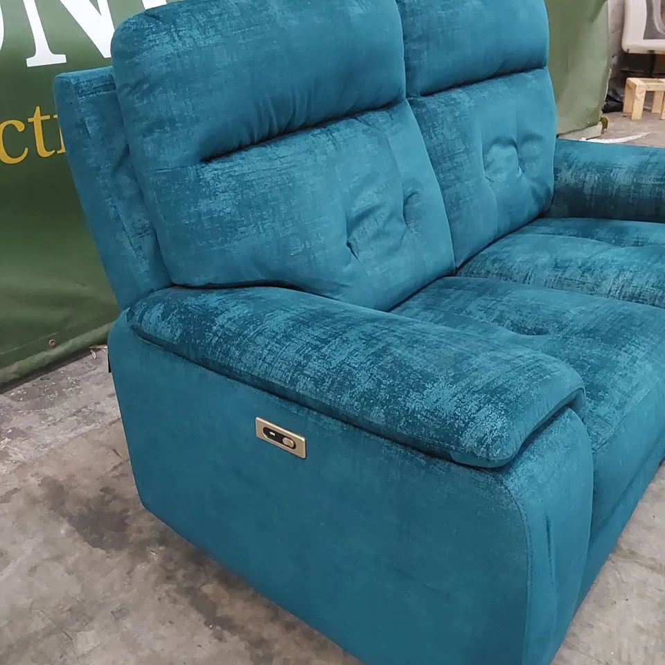 QUALITY DESIGNER ITALIAN MADE ERBA 2 SEATER ELECTRIC RECLINER LOVESEAT SOFA UPHOLSTERED IN CHAMELEON COLOUR FABRIC