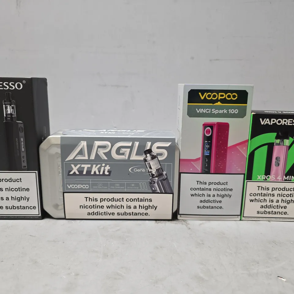 BOX OF APPROXIMATELY 15 ASSORTED E-CIGARETTES PRODUCTS TO INCLUDE - VAPORESSO , VOOPOO 