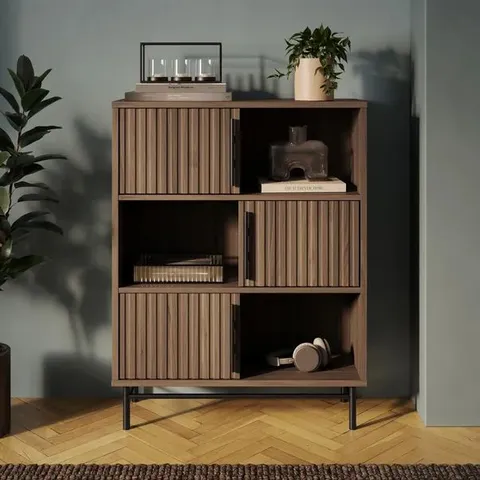 BOXED BRYANT LOW BOOKCASE - WALNUT EFFECT (1 BOX)