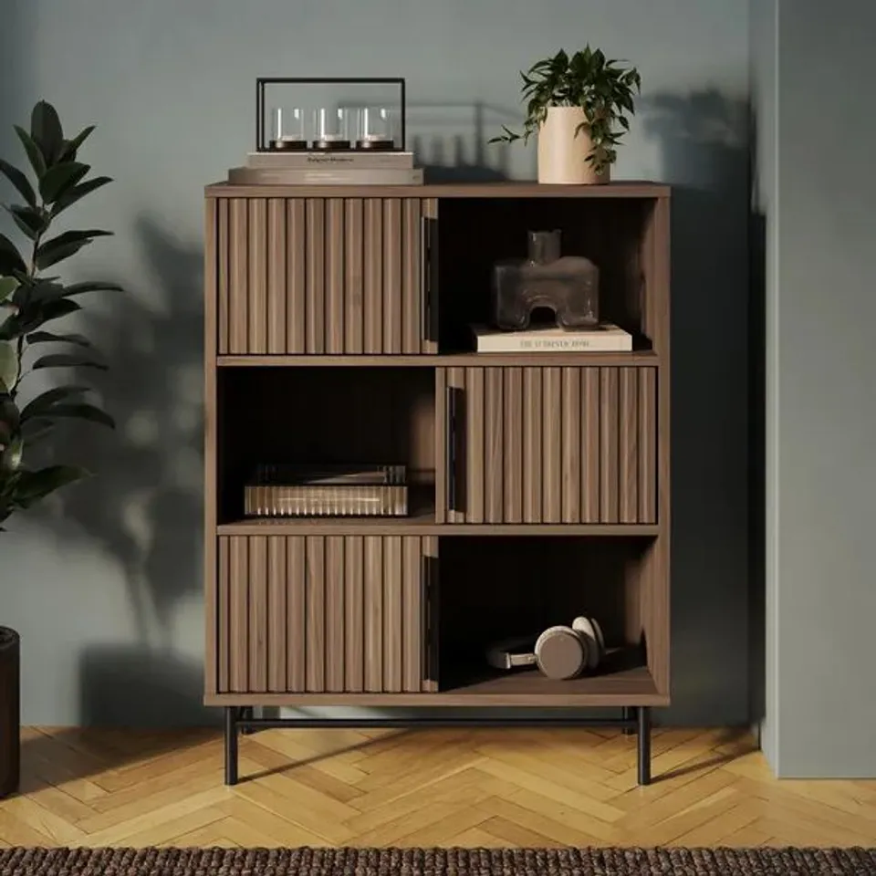BOXED BRYANT LOW BOOKCASE - WALNUT EFFECT (1 BOX)