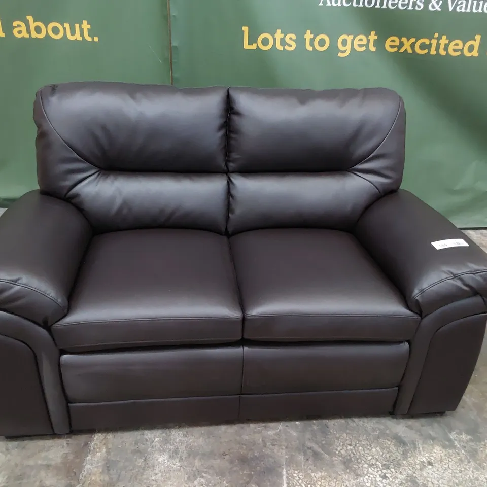 DESIGNER TWO SEATER SOFA BROWN LEATHER 