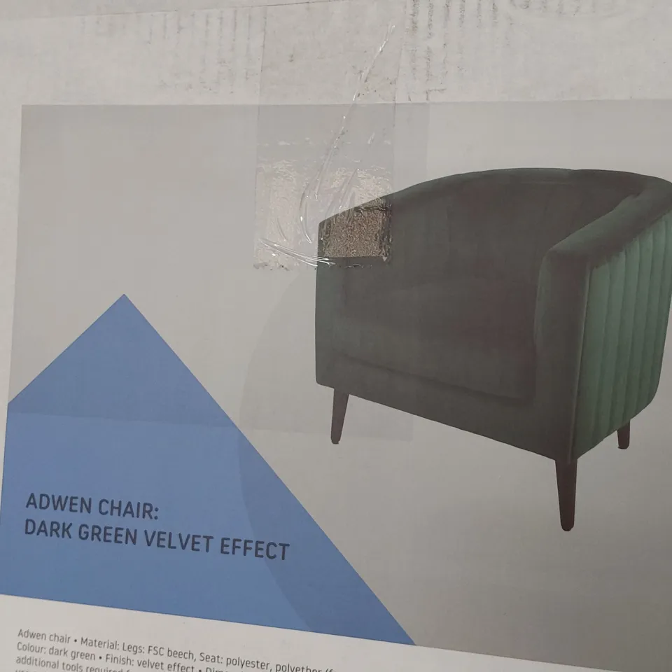 BOXED ADWEN CHAIR DARK GREEN VELVET EFFECT