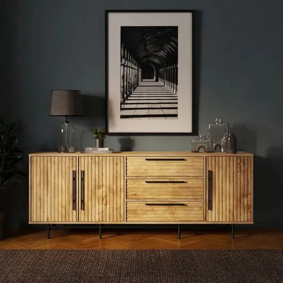 BOXED BRYANT EXTRA WIDE SIDEBOARD - MANGO WOOD EFFECT (2 BOXES)